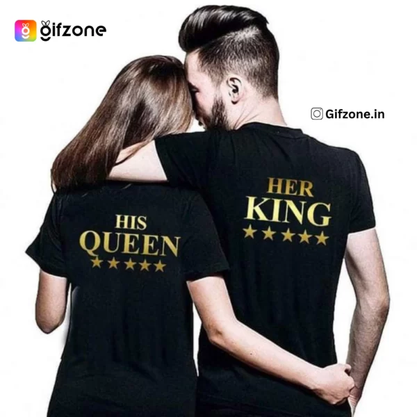 King & Queen T-shirt With Custom Name & Photo