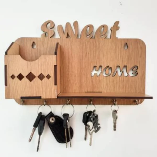 Personalised Engraved Wooden Key Holder & Mobile Holder
