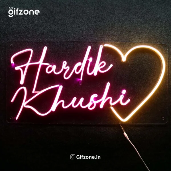 Hardik Khushi Name Neon Light || Custom Name & design Neon available