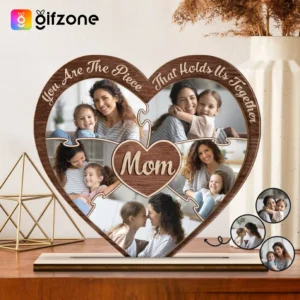 Mom Wooden Heart Shape Photo Frame